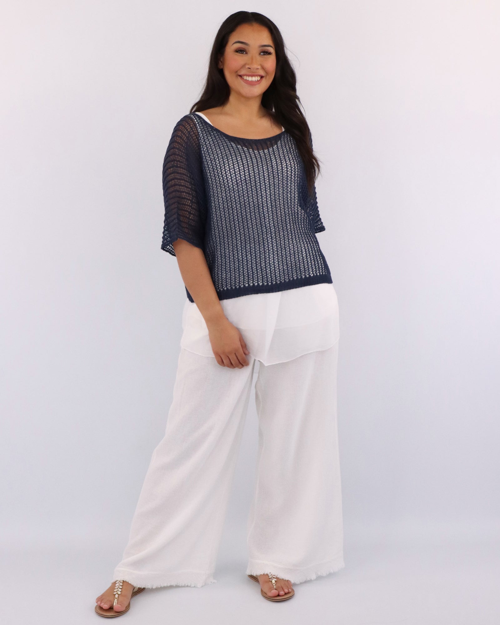 Cotton Blend Loose Knit Tunic