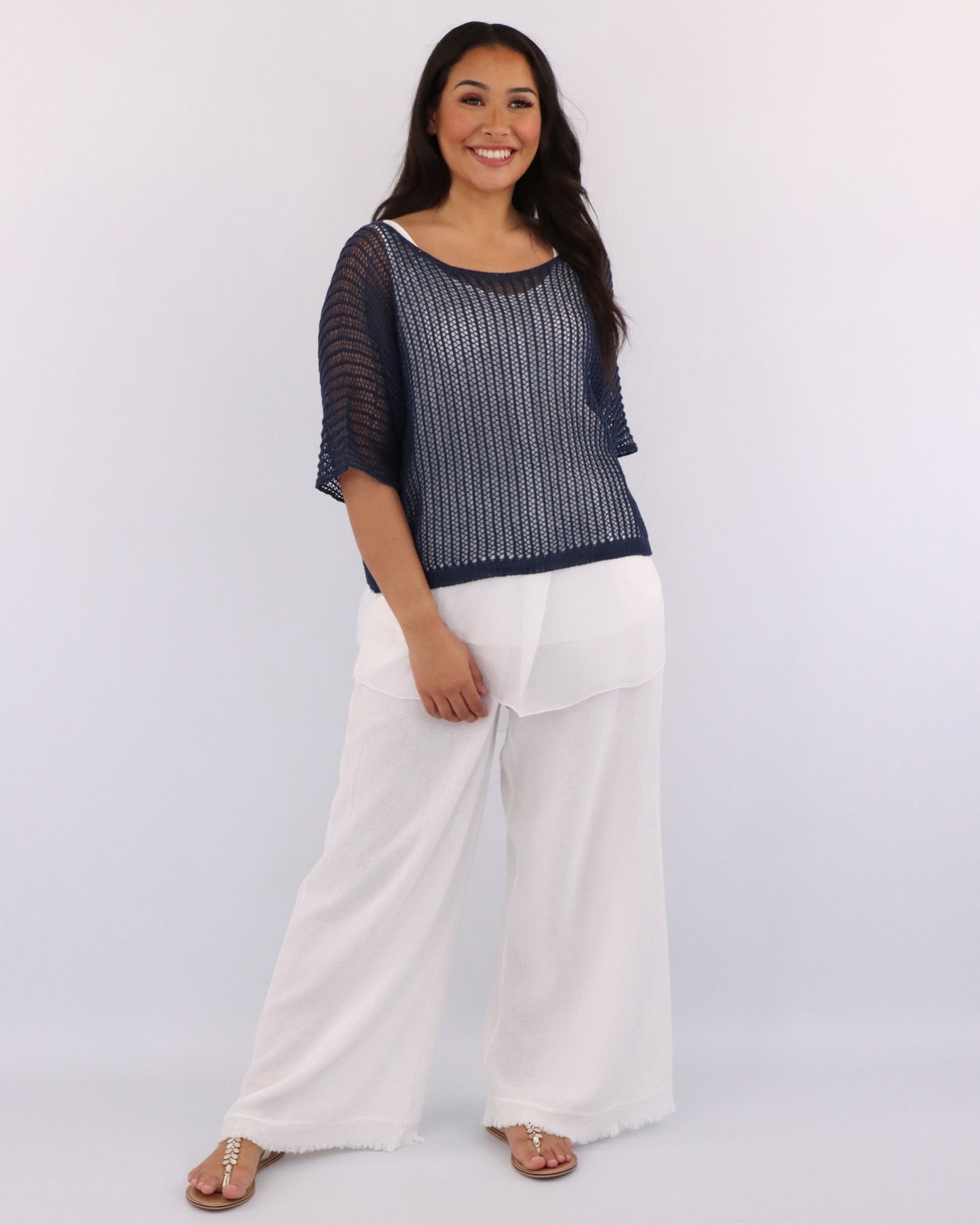 Cotton Blend Loose Knit Tunic