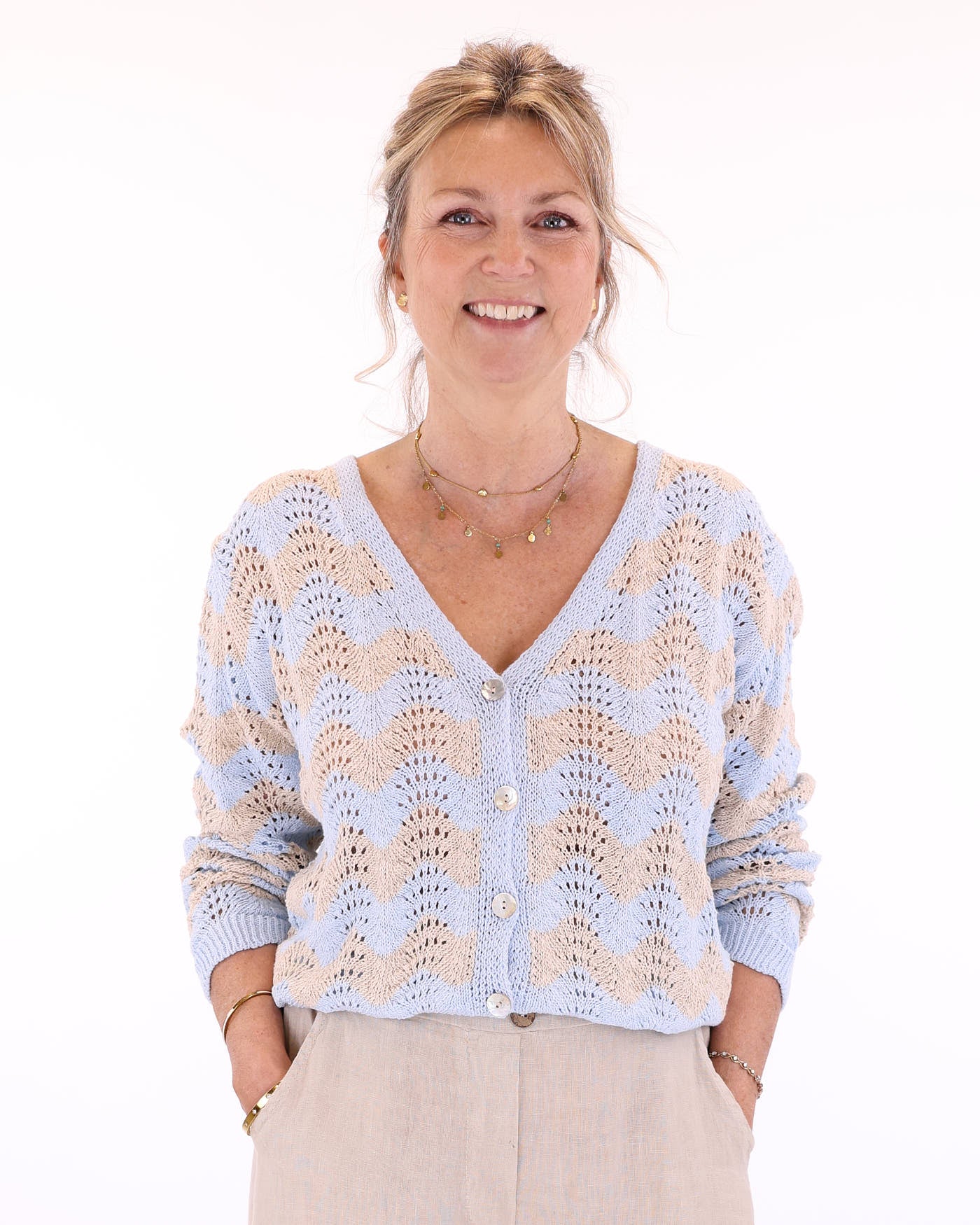 Cotton Blend Wave Cardigan