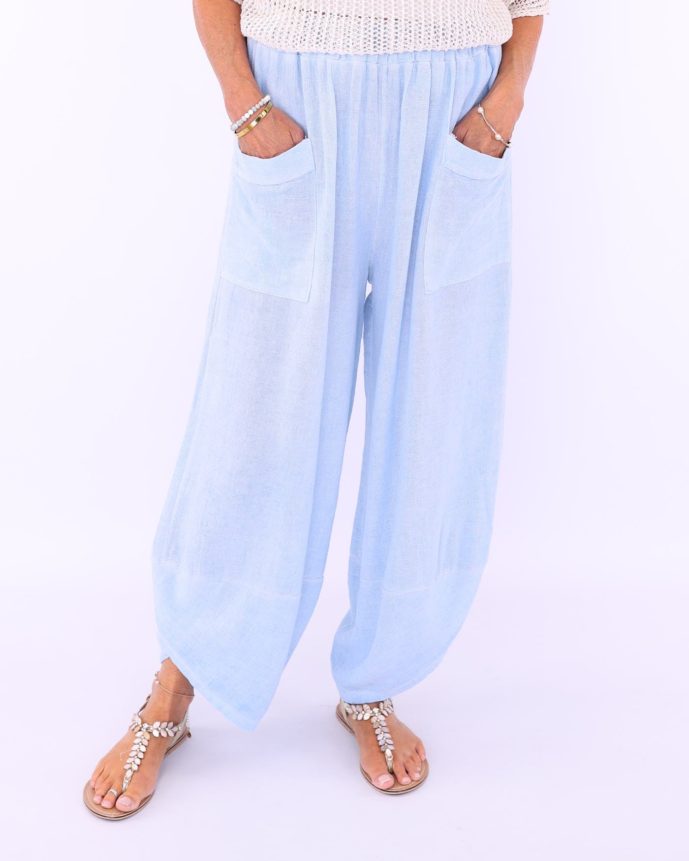 Linen and Cotton Blend Hareem Pants