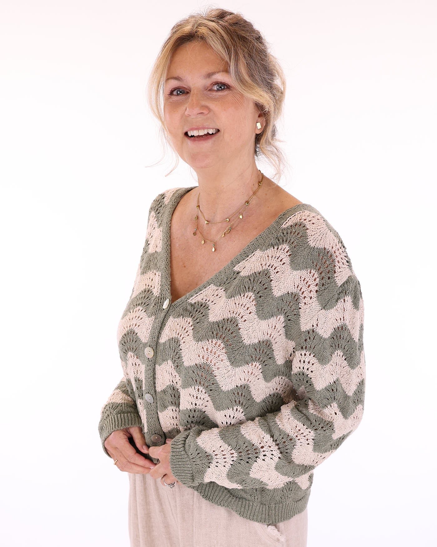 Cotton Blend Wave Cardigan