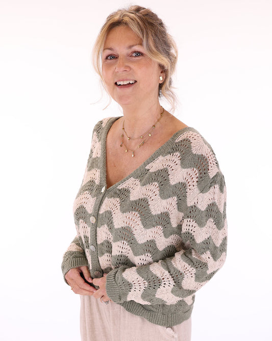 Cotton Blend Wave Cardigan