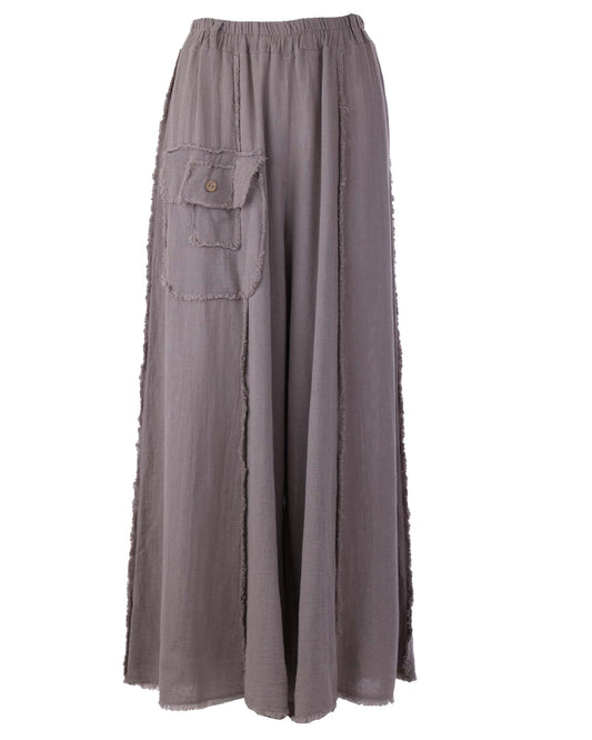 Linen and Cotton Blend Distressed Trousers