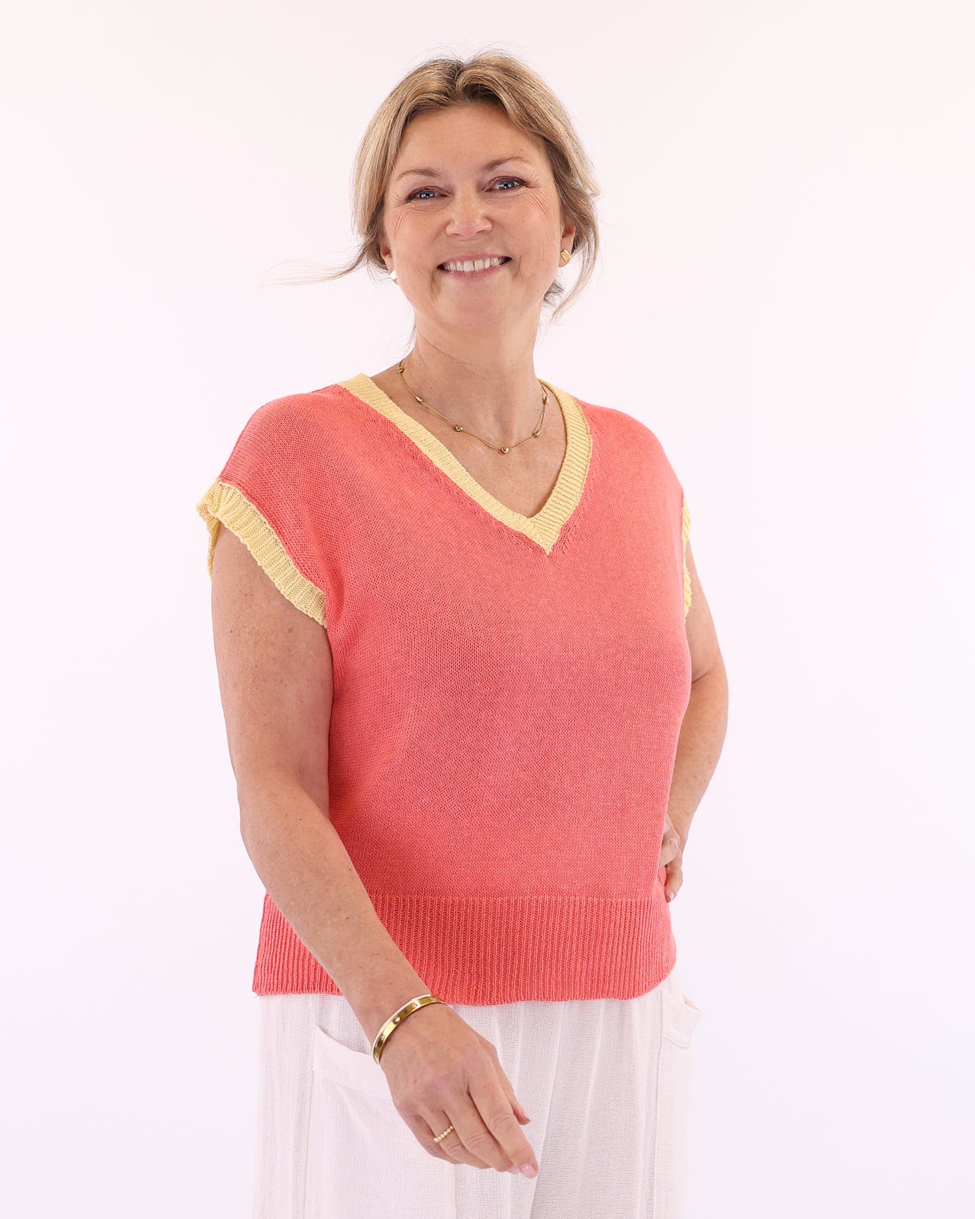 Cotton Blend Contrast Tank Top