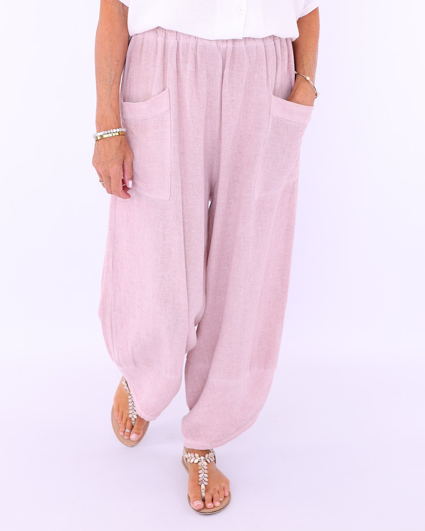 Linen and Cotton Blend Hareem Pants
