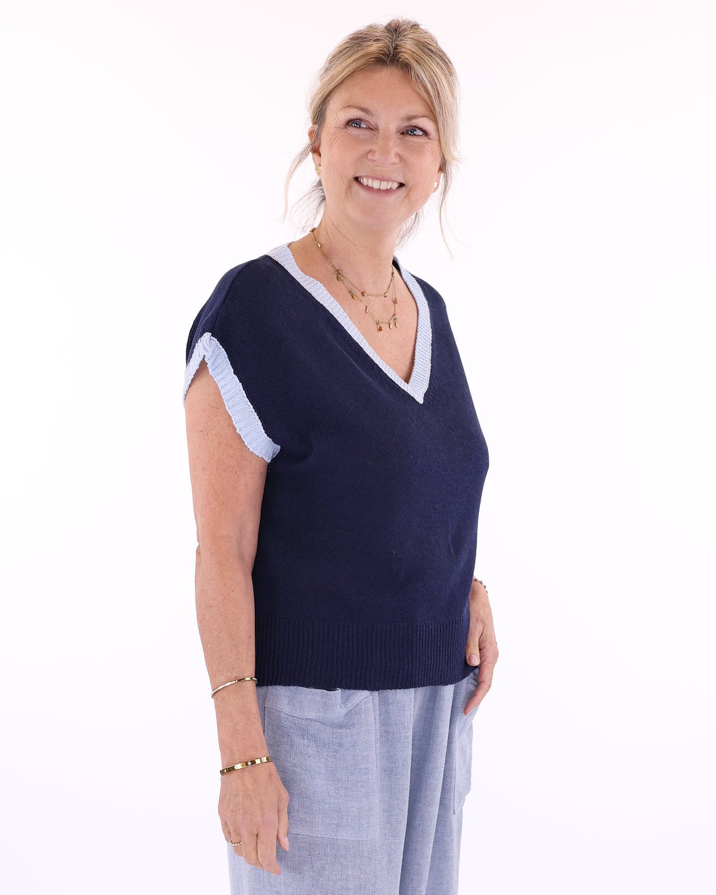 Cotton Blend Contrast Tank Top