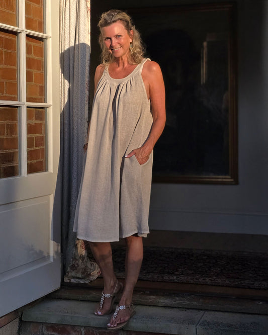 Linen and Cotton Tie Back Sundress
