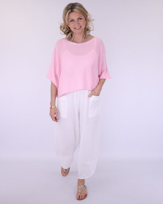 Linen and Cotton Blend Hareem Pants