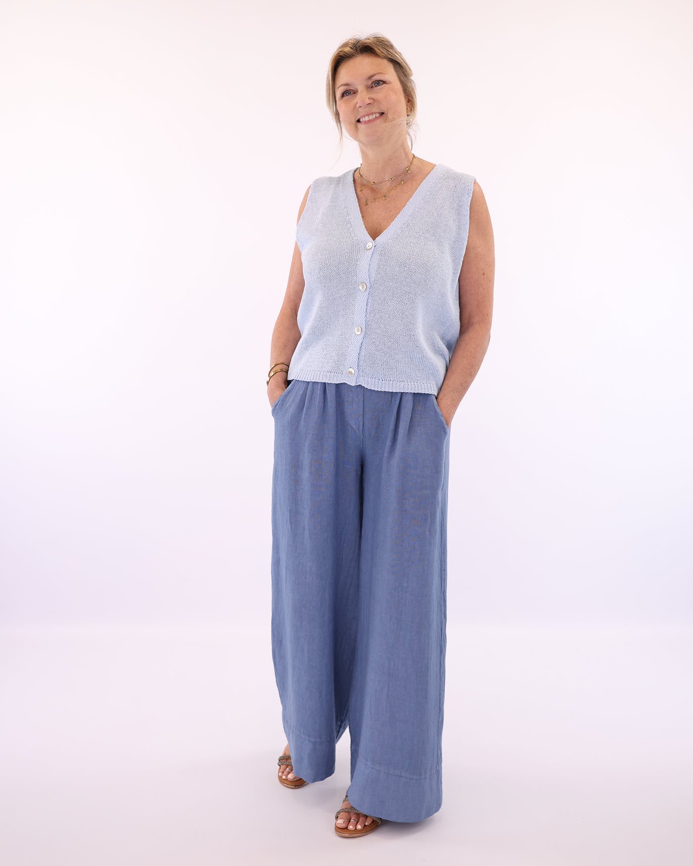Cotton Blend Button Waistcoat