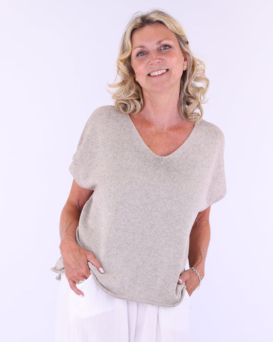 Cotton Blend Cap Sleeve T