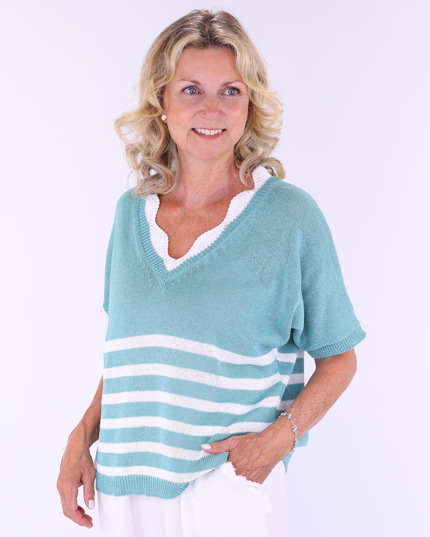 Cotton Blend Wave Top