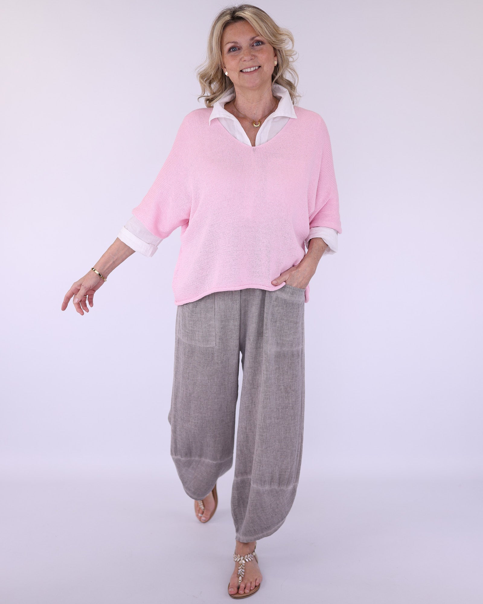 Linen and Cotton Blend Hareem Pants