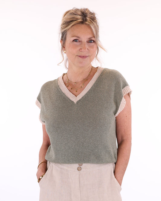 Cotton Blend Contrast Tank Top