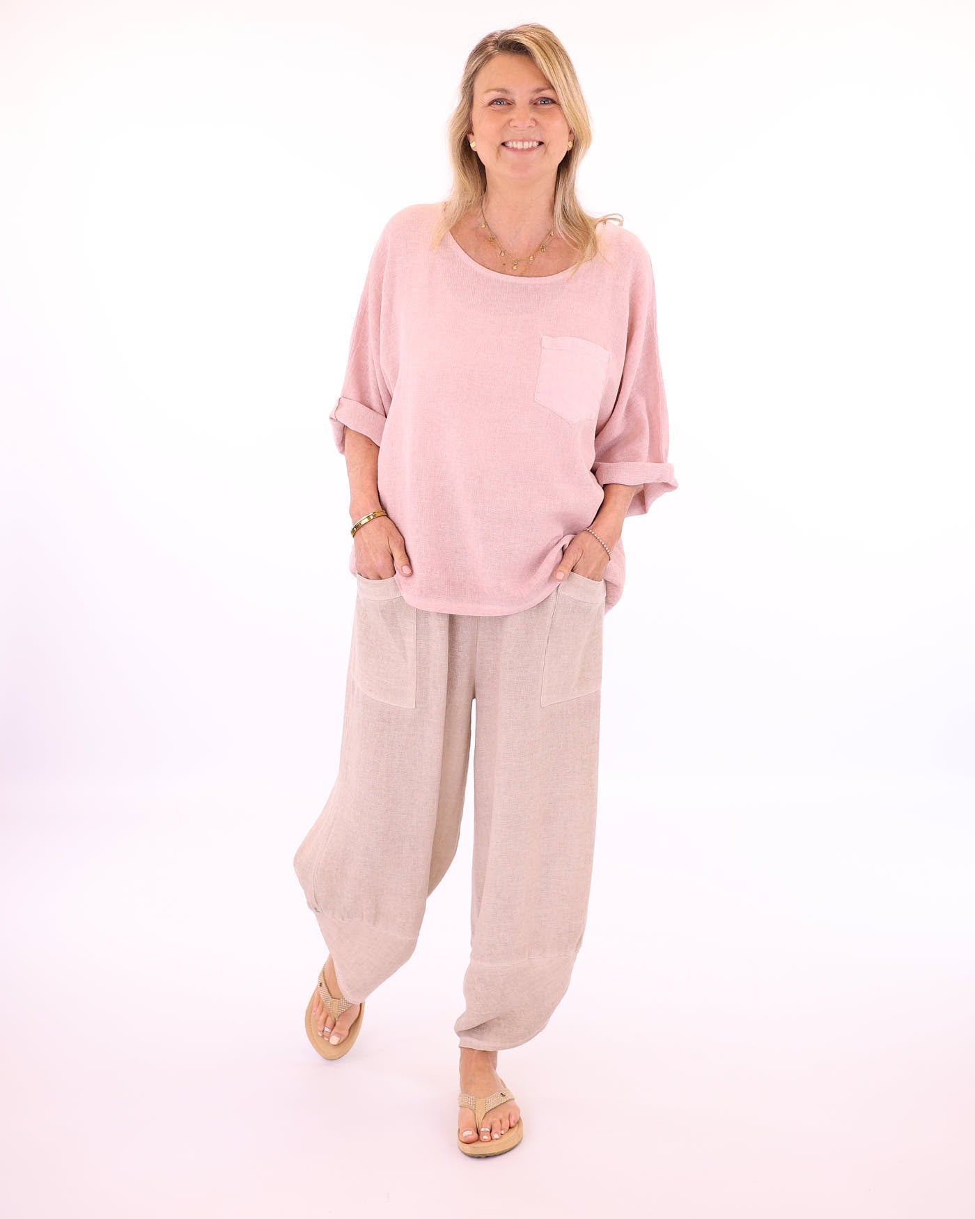 Linen and Cotton Blend Hareem Pants