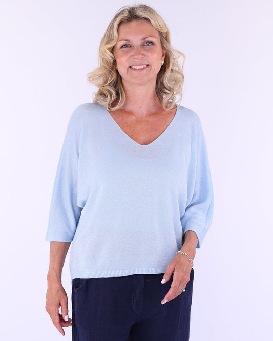 Modal Blend V Neck Sparkle Top