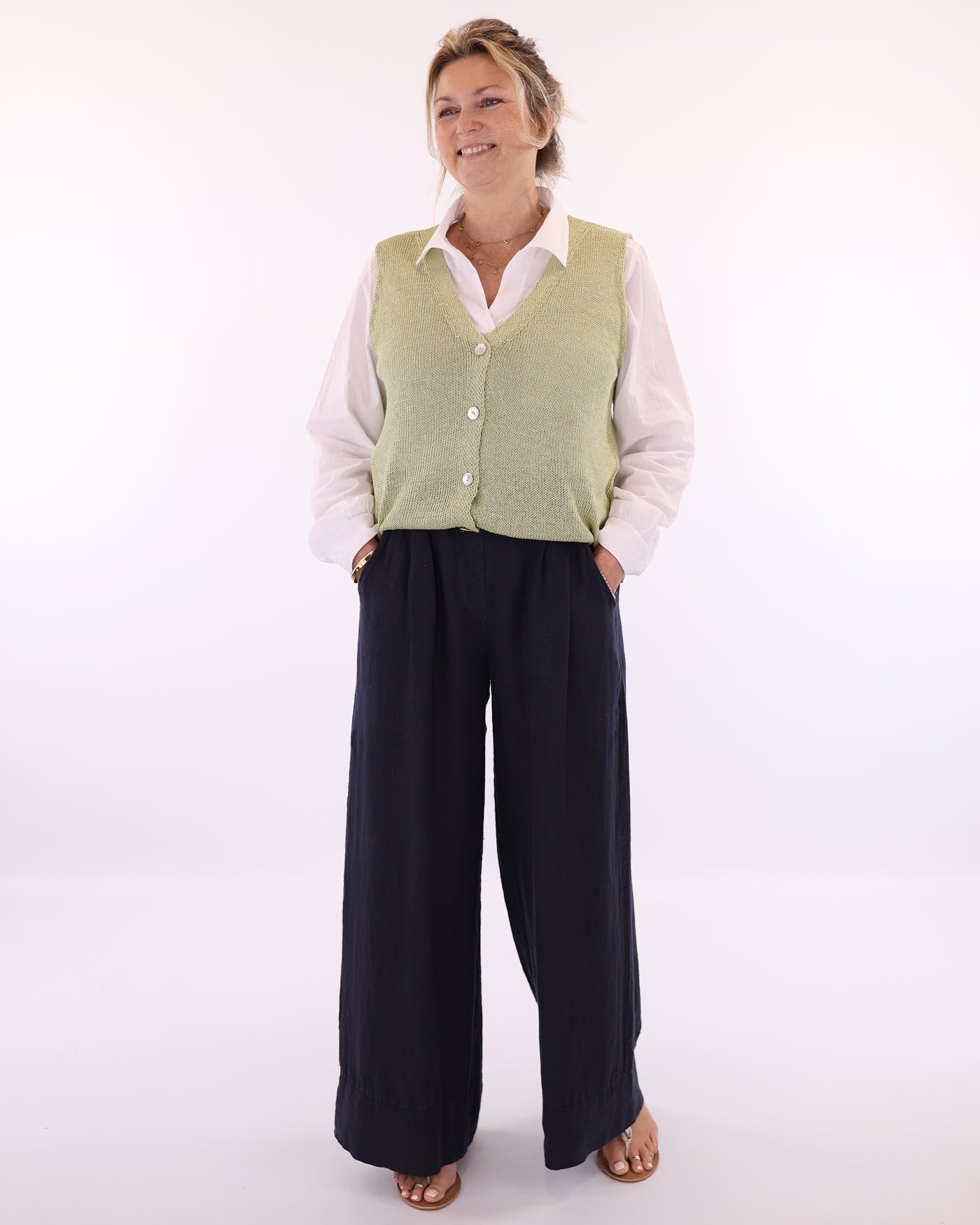 Cotton Blend Button Waistcoat