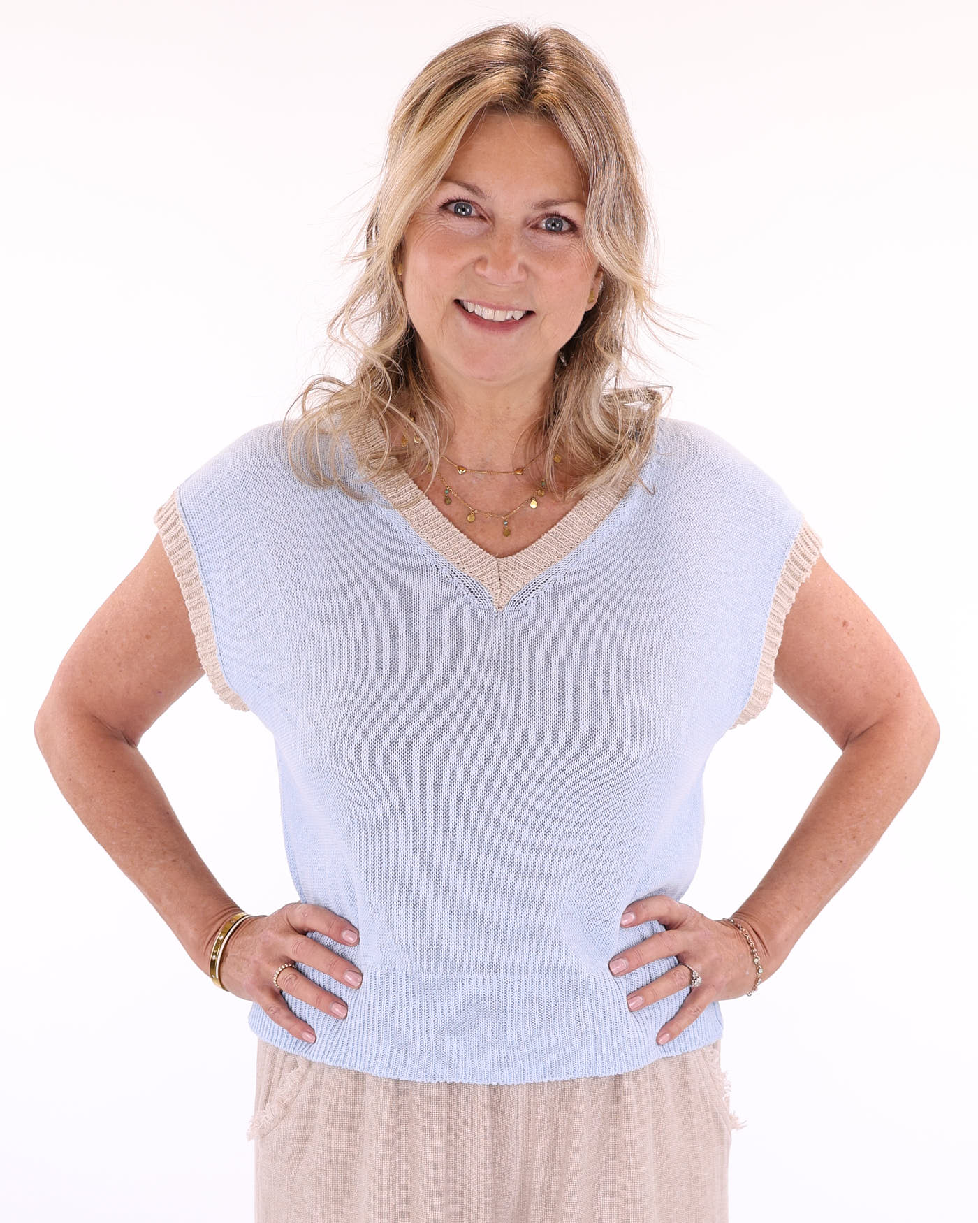Cotton Blend Contrast Tank Top