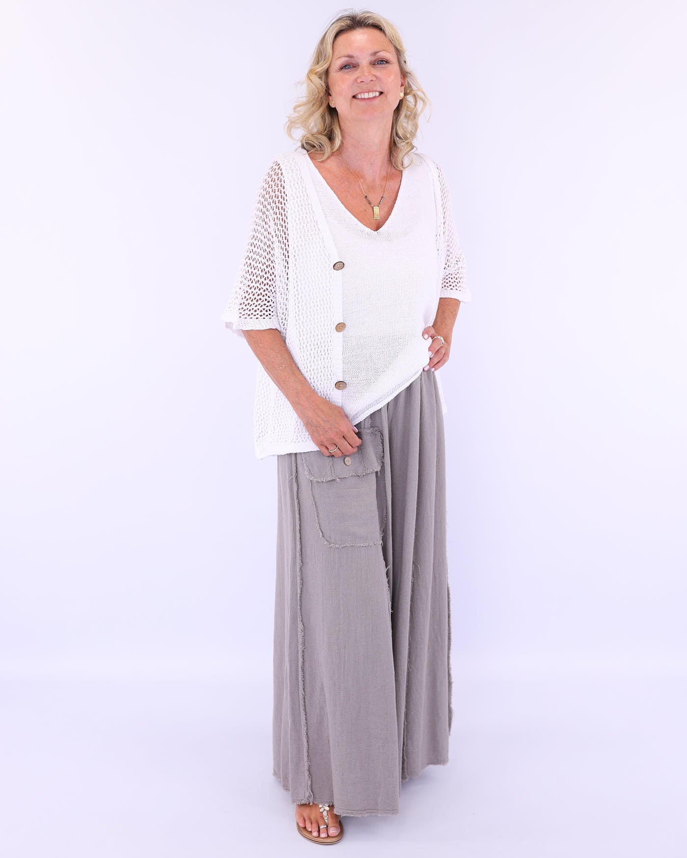 Cotton Blend Open Knit Cardi
