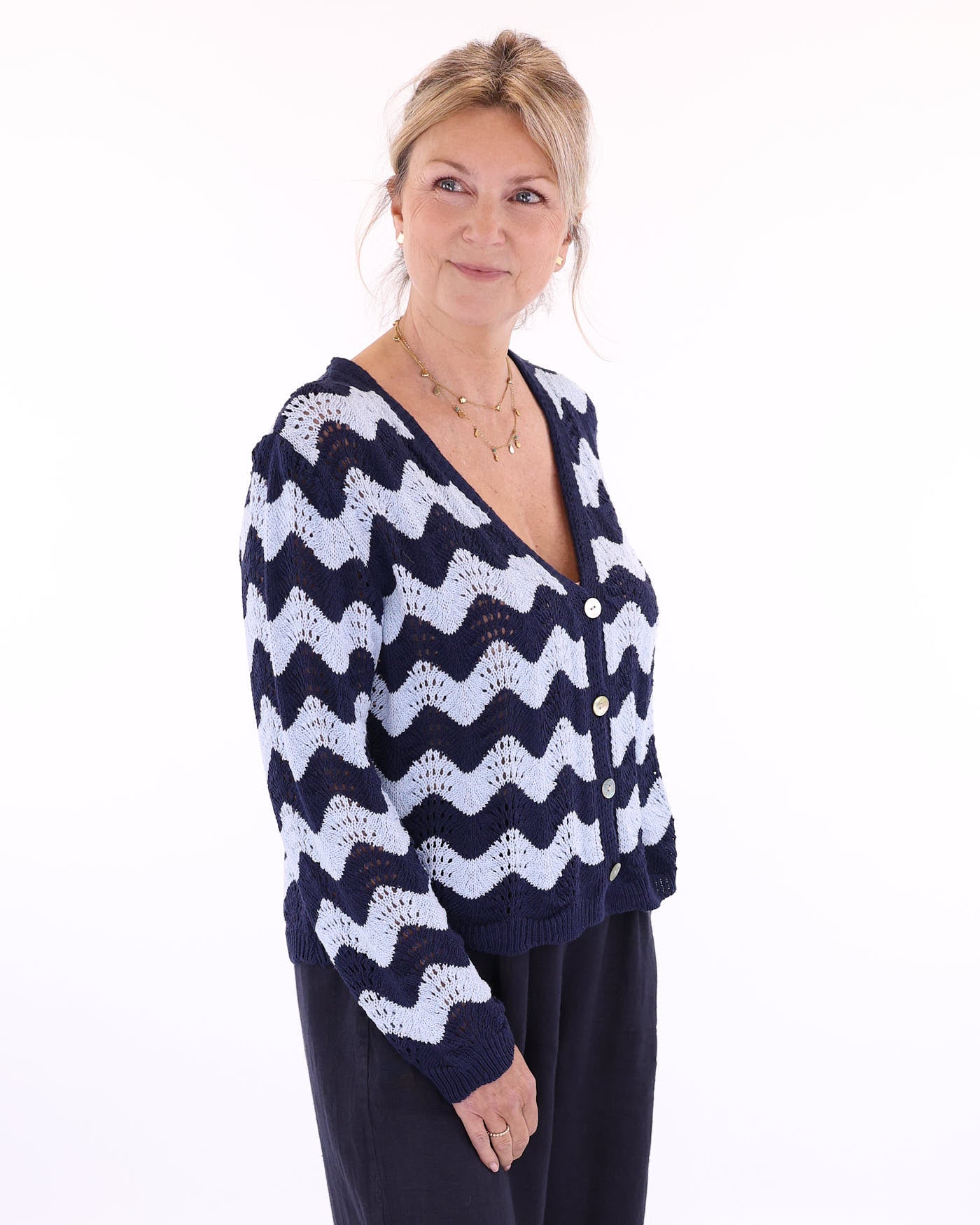 Cotton Blend Wave Cardigan