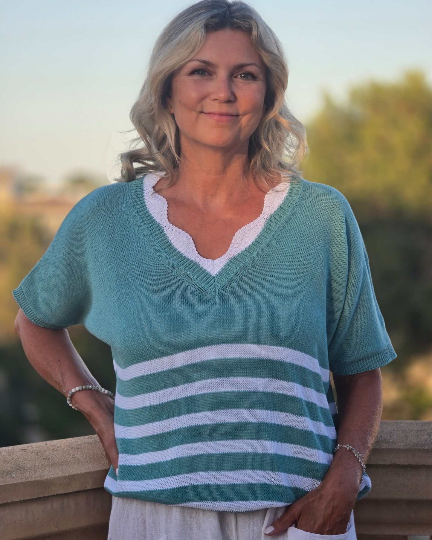 Cotton Blend Wave Top