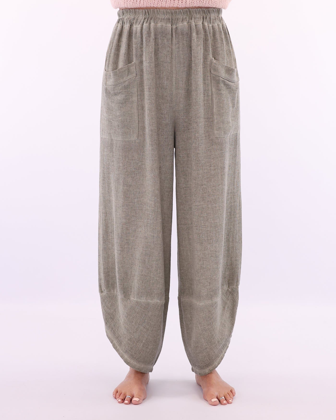 Linen and Cotton Blend Hareem Pants