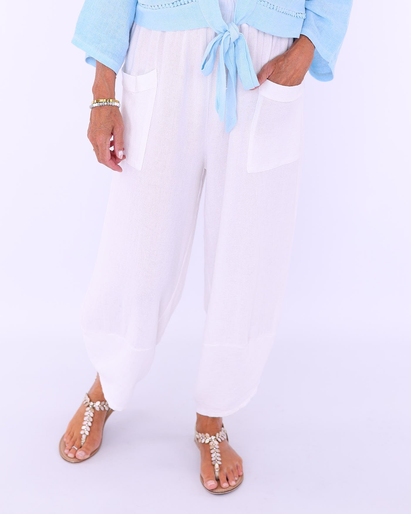 Linen and Cotton Blend Hareem Pants