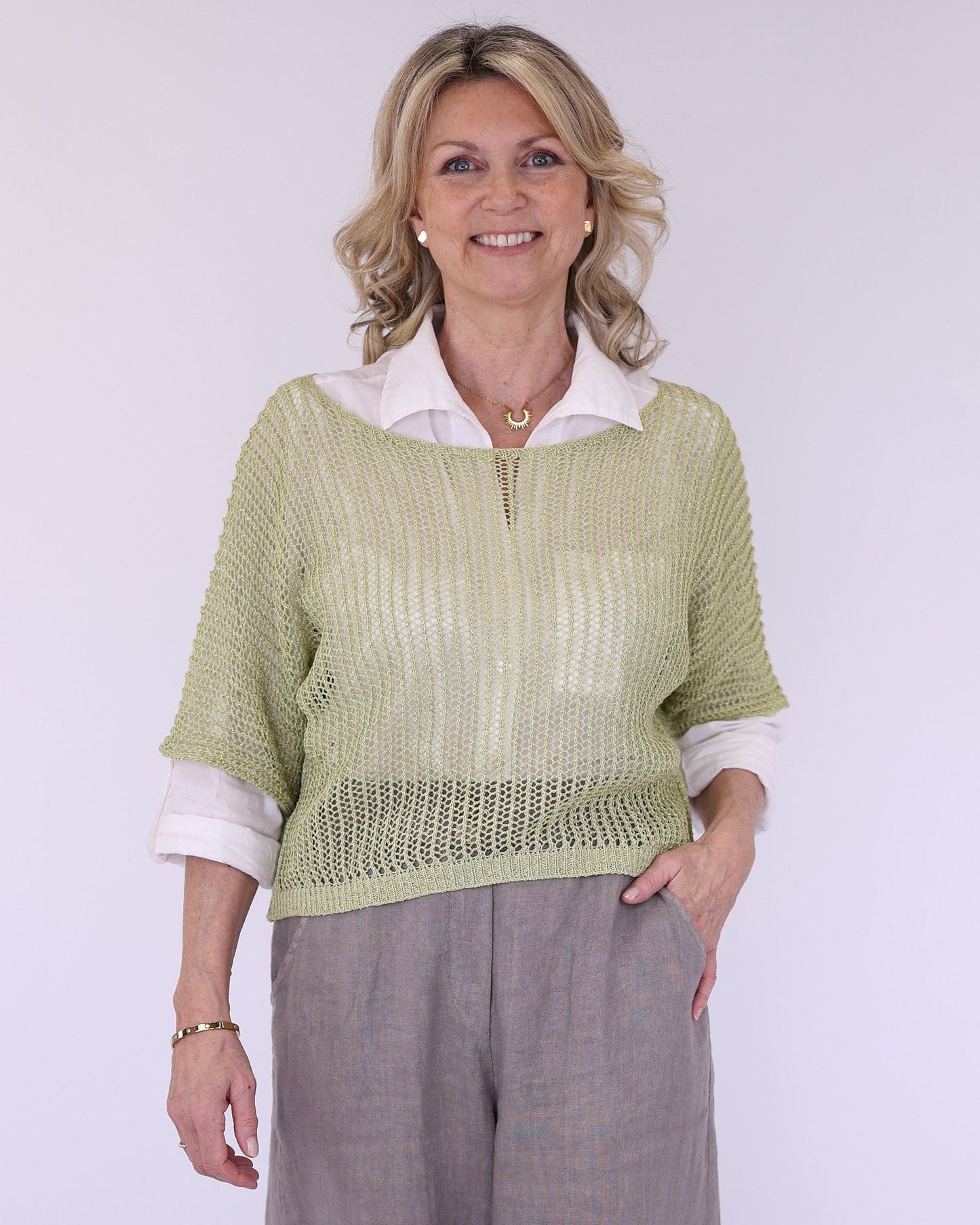 Cotton Blend Loose Knit Tunic