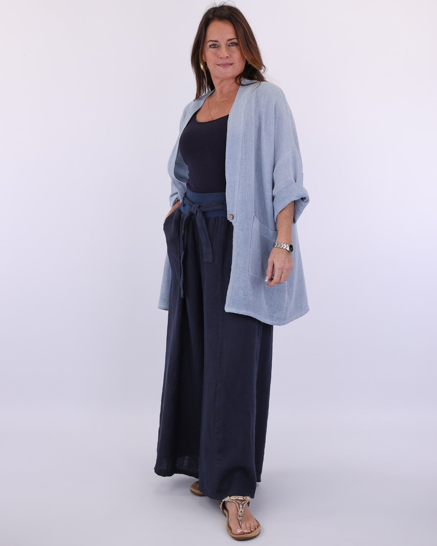 Linen and Cotton Blend Kimono