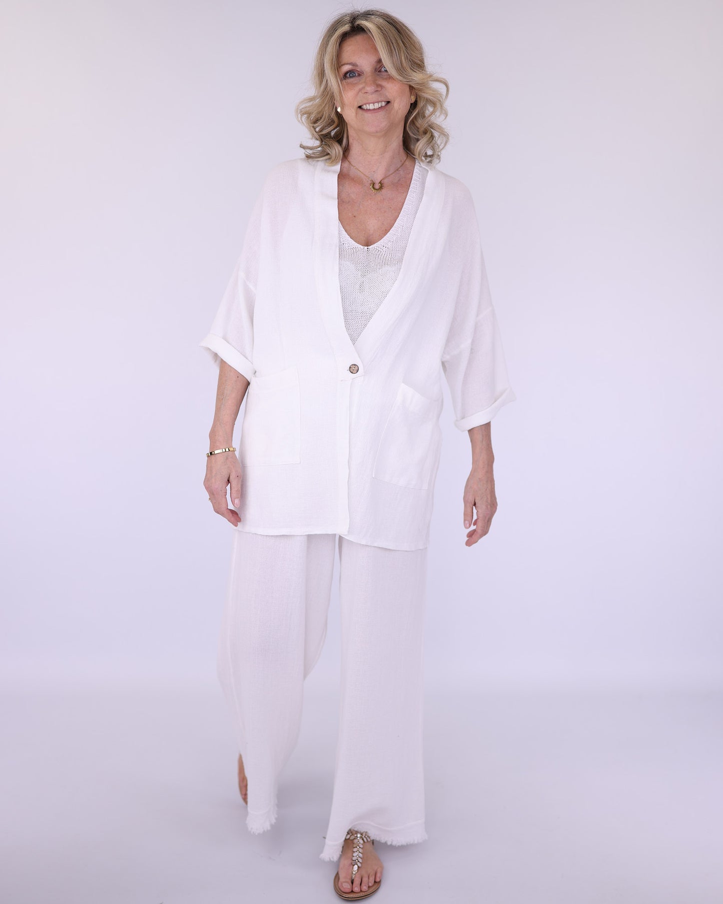 Linen and Cotton Blend Kimono
