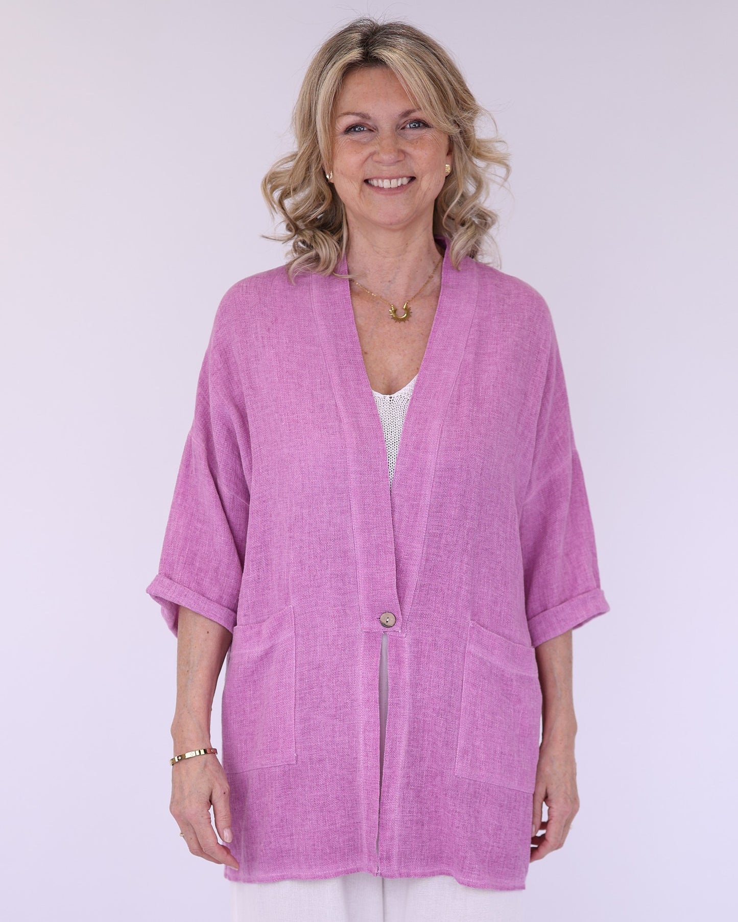 Linen and Cotton Blend Kimono