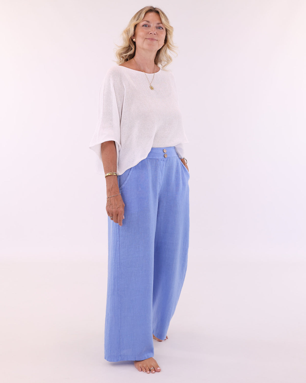 Wide Straight Leg Linen Trousers
