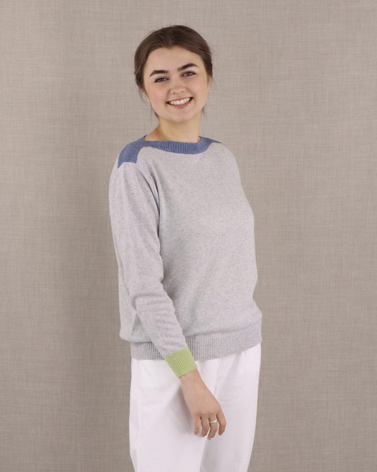 Cashmere Blend Contrast Neck Jumper