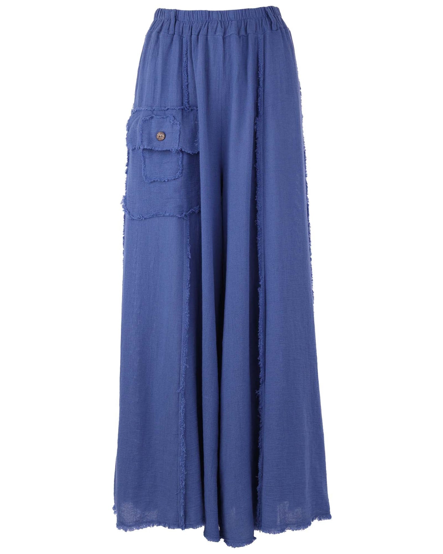 Linen and Cotton Blend Distressed Trousers
