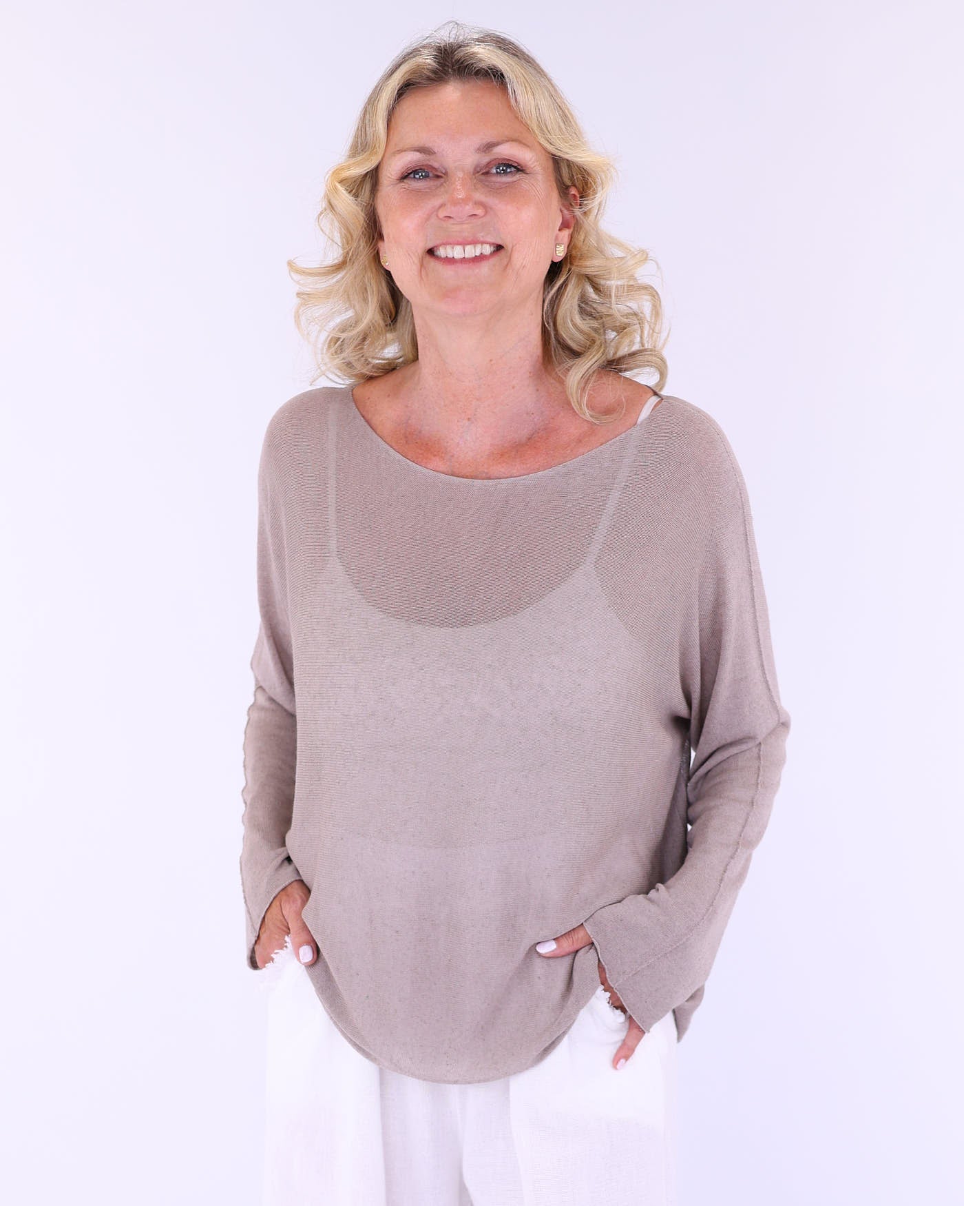 Linen Blend Long Sleeve Tunic