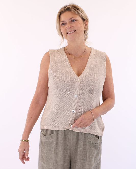 Cotton Blend Button Waistcoat