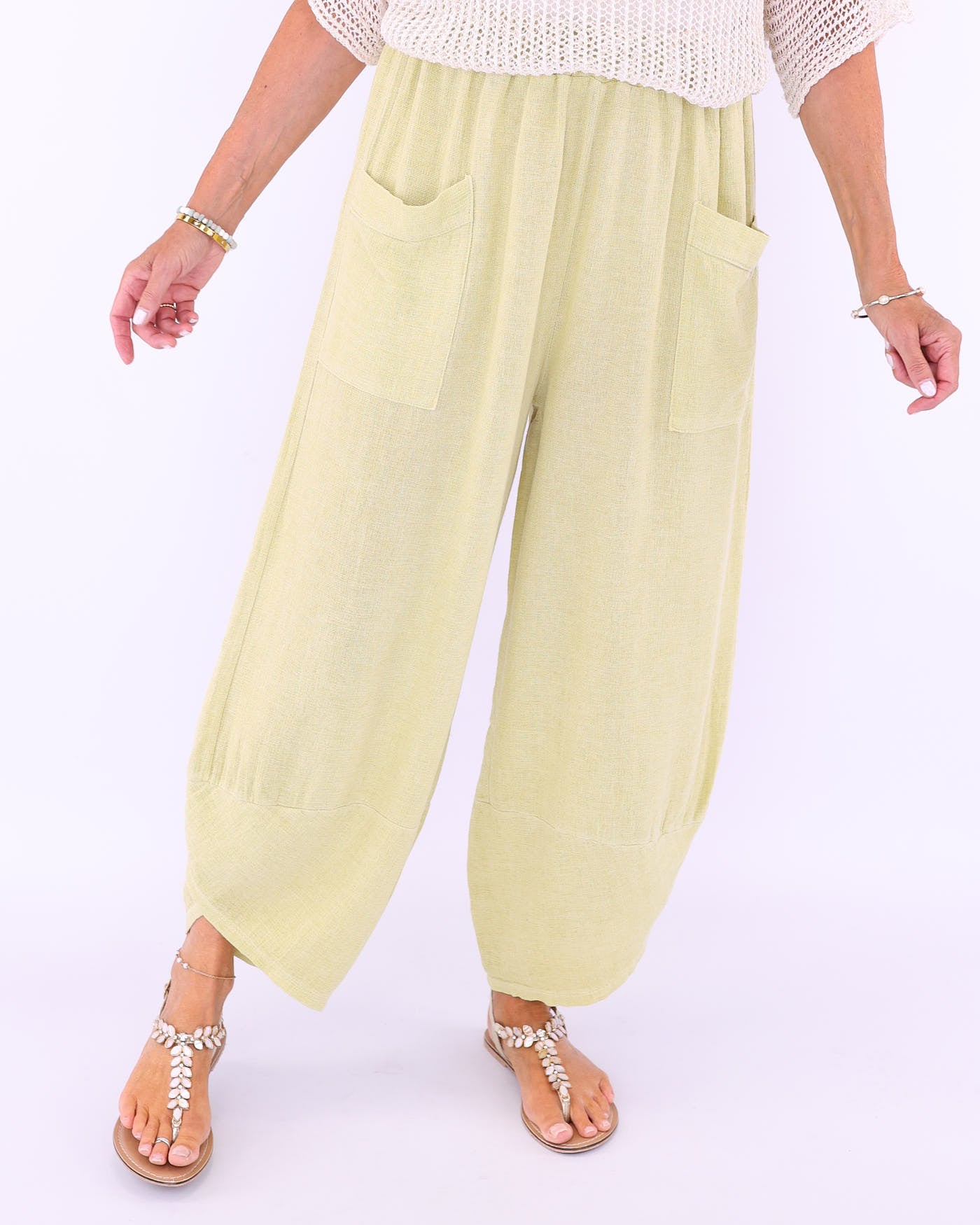 Linen and Cotton Blend Hareem Pants