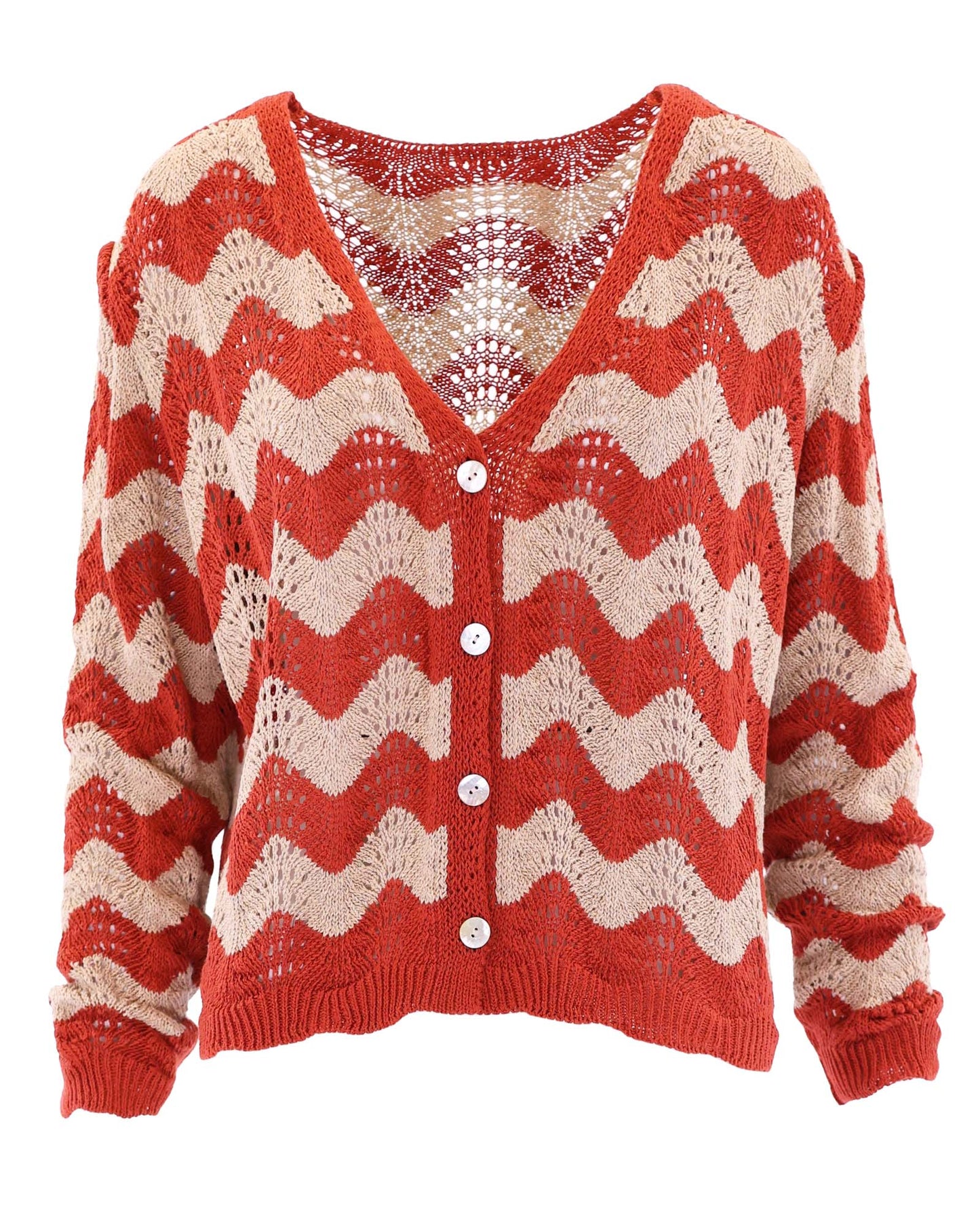 Cotton Blend Wave Cardigan