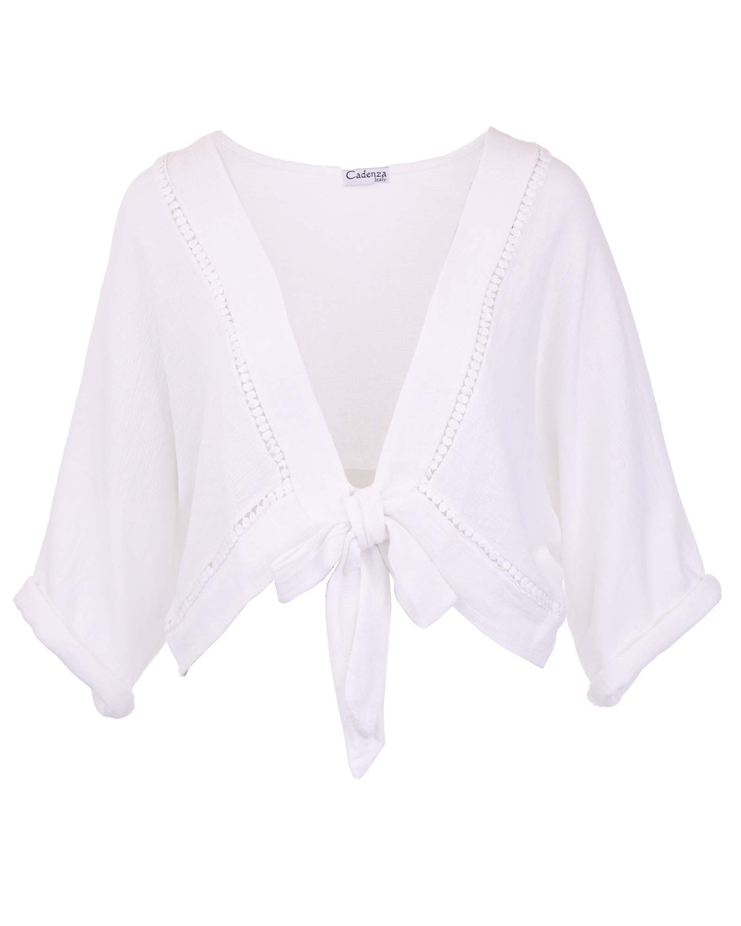 Linen and Cotton Blend Tie Front Jacket