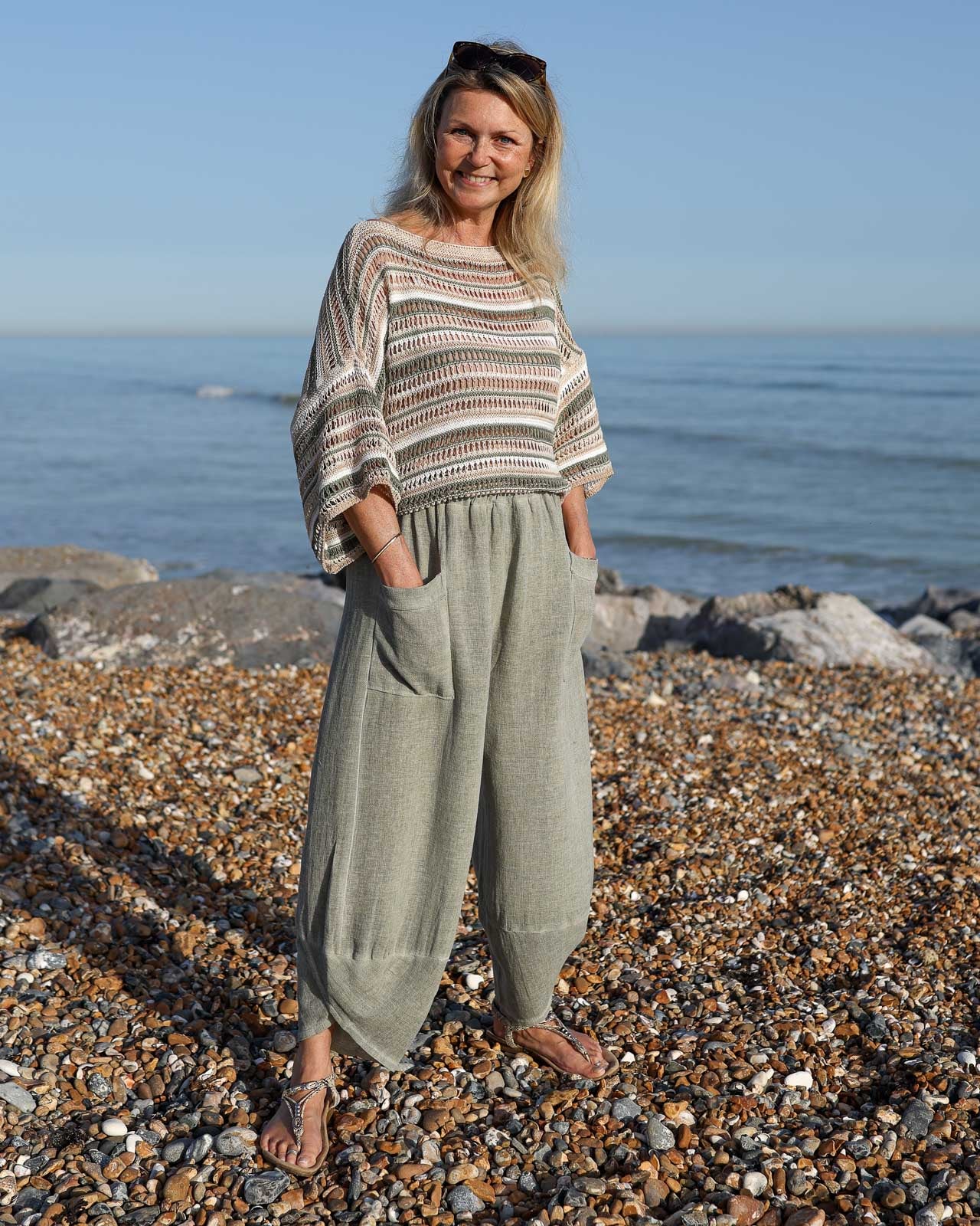 Linen and Cotton Blend Hareem Pants