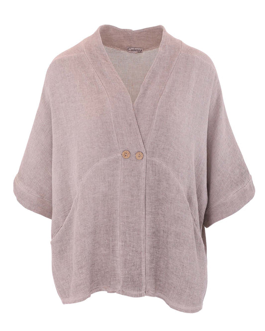 Linen and Cotton Blend Pocket Jacket