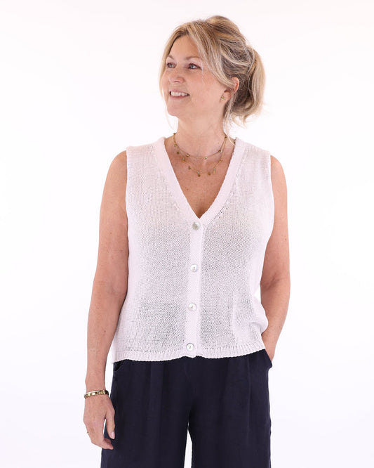 Cotton Blend Button Waistcoat
