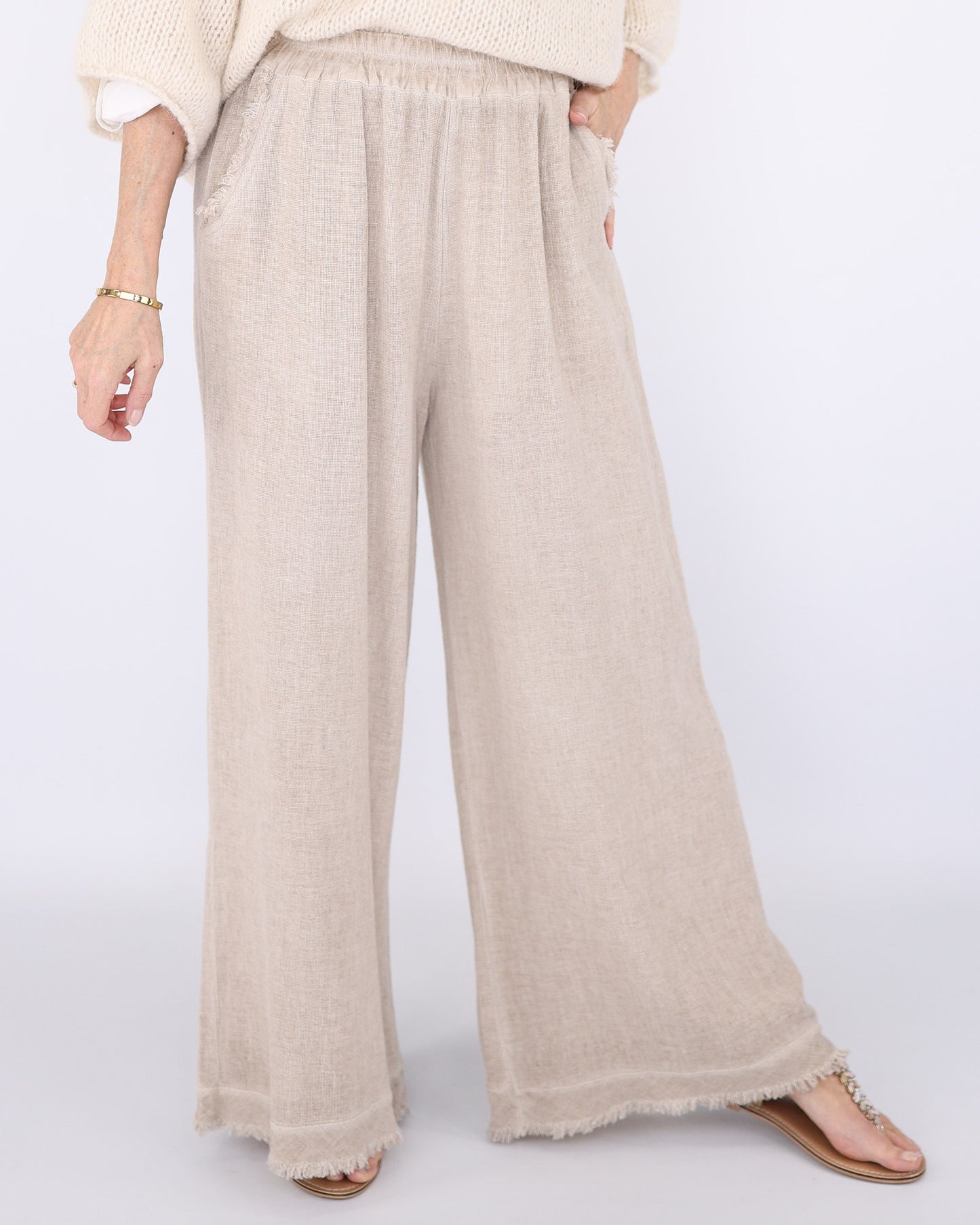 Linen and Cotton Blend Trousers